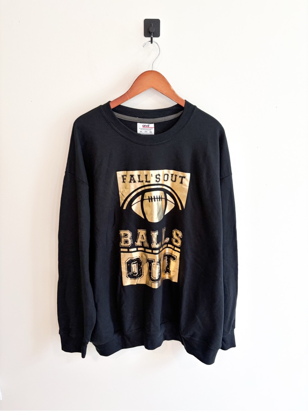 Falls Out Balls Out Graphic Gold Crewneck Sweatshirt Plus size 3XL